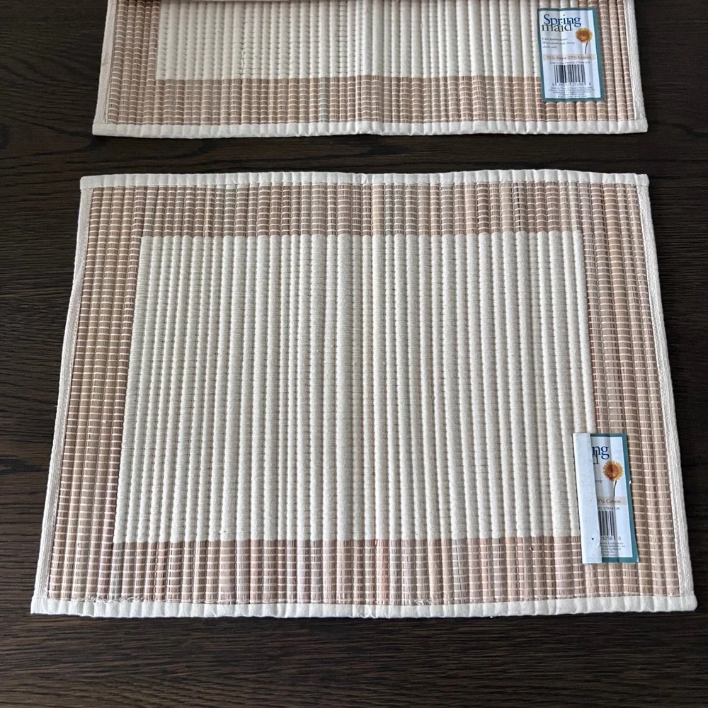 Springmaid Straw Cotton Placemats Set of 4 Natural Tan Rectangular‎ 18